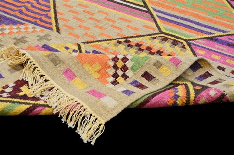 Handgewebter KelimTeppich Amsterdam mit geometrischem Muster aus 100