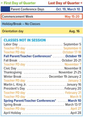 Kendall Elementary School Calendar
