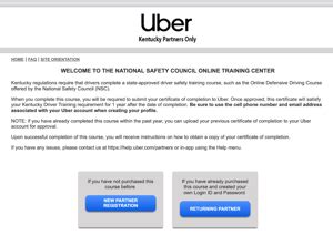 kentucky driver training for uber