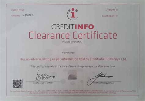 kenya credit reference bureau clearance