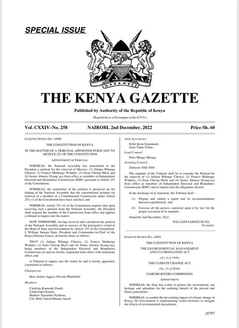 kenya gazette notice 2022