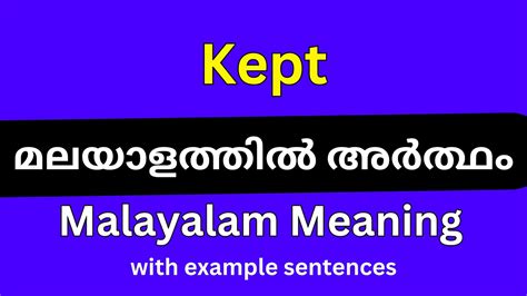 kept meaning in malayalam with example