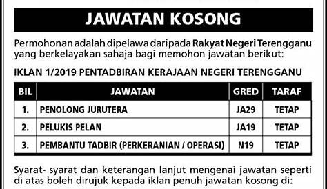 Kerja Kosong Di Kerajaan Negeri Terengganu - TCER.MY