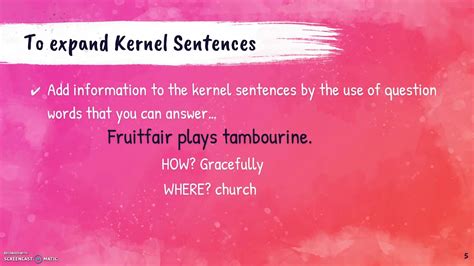 kernel sentence examples
