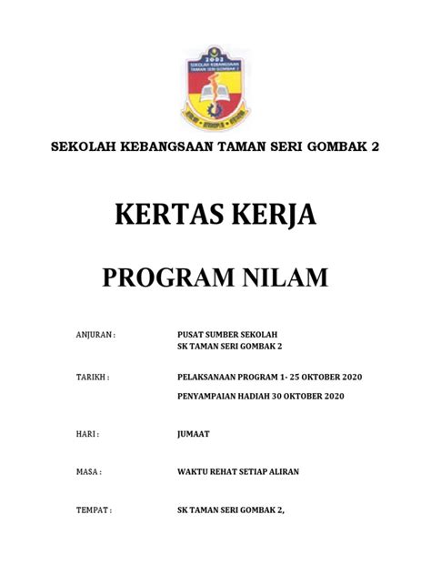 kertas kerja program nilam