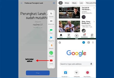 Ilustrasi pengguna mahir menggunakan split screen di HP Realme