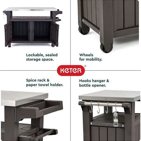 Keter Unity XL Portable Outdoor Table with Stainless Steel