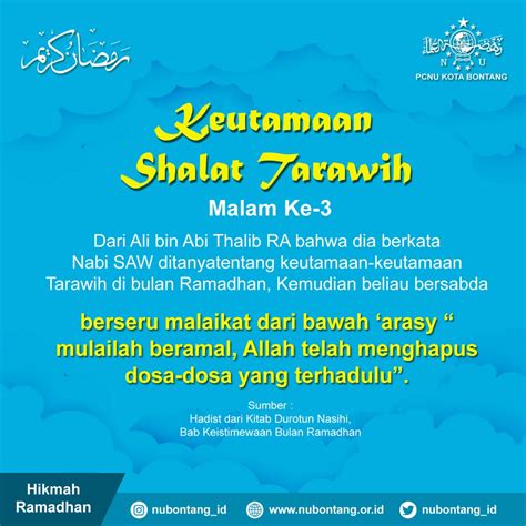 Keutamaan Sholat Tarawih Malam Ke 3