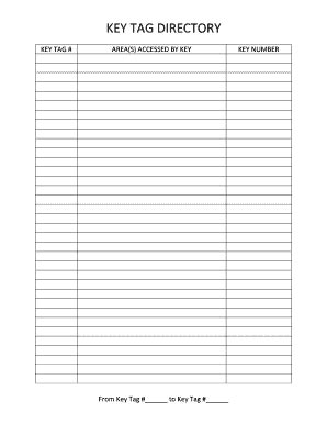 Key Box Index Template
