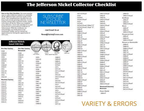 Key Date Nickels And Errors List Printable