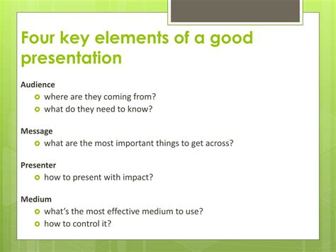 key elements of effective presentation skills
