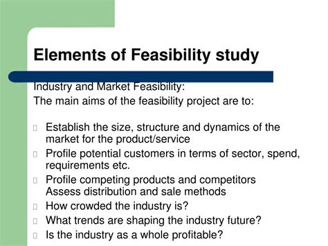 key elements of feasibility study
