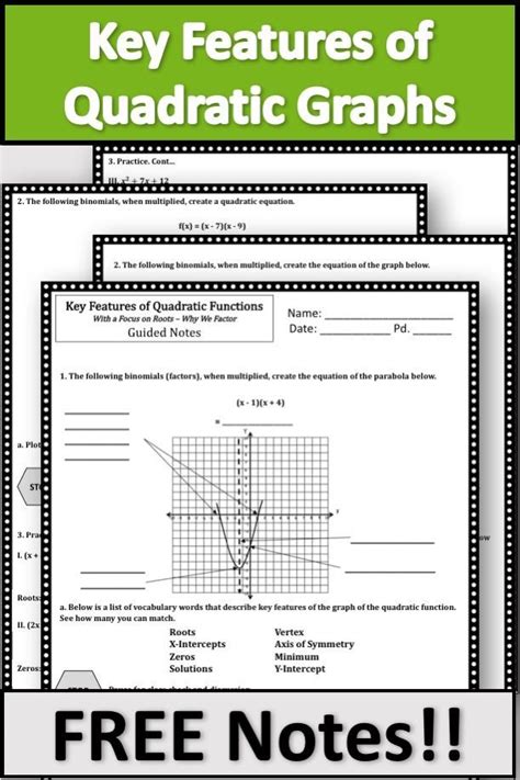 Key Features Of Quadratic Functions Practice