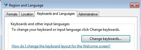 keyboard and language tab