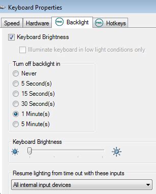 keyboard backlight timeout dell