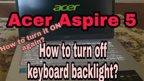 keyboard backlight turn on acer aspire e15