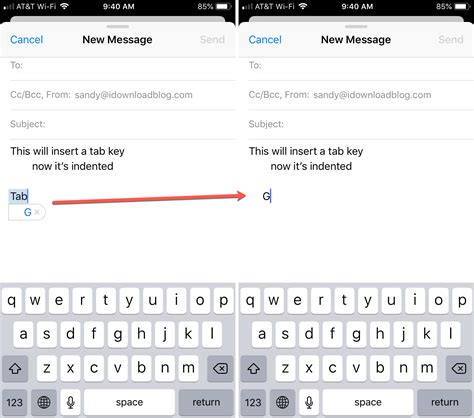 Keyboard Enter Tab Character