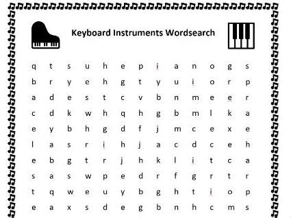 Keyboard Instruments Kids Worksheet