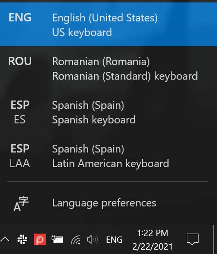 keyboard language shortcut windows 10