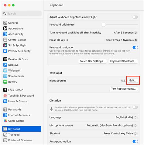 Keyboard Mac Settings