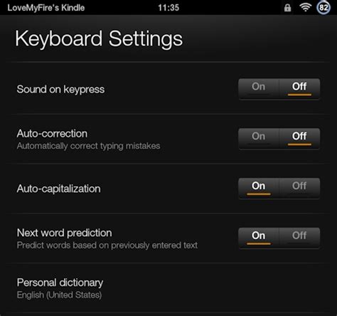 keyboard settings for kindle fire 10