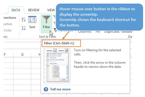 keyboard shortcut for filter in excel not working