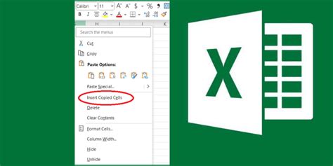 keyboard shortcut for insert copied cells in excel