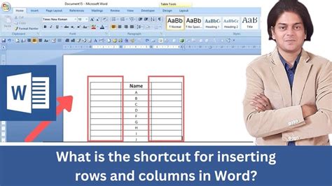 Keyboard Shortcut For Inserting Row In Word