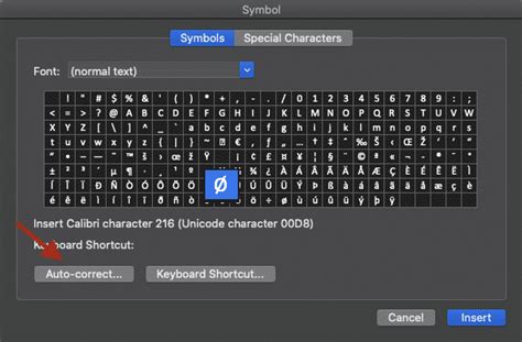 keyboard shortcut for zero with slash