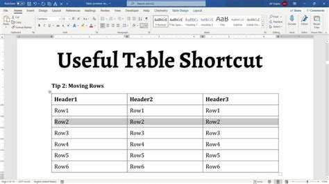 keyboard shortcut to add rows in word table