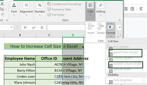keyboard shortcut to adjust cell size in excel