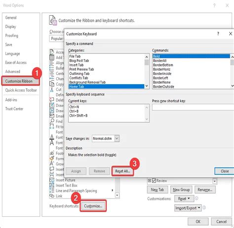 keyboard shortcuts do not work in word