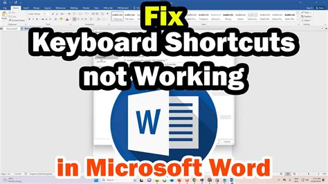keyboard shortcuts not working in word 2007