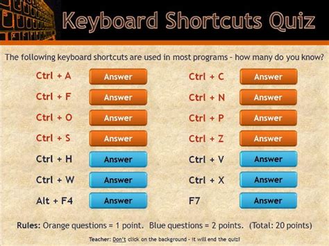Keyboard Shortcuts Quiz