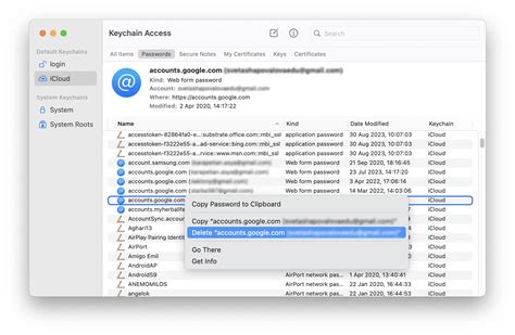 Keychain Access Can't Delete Password