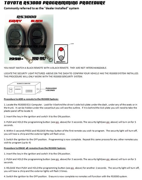 Keyless Remote Programming Instructions
