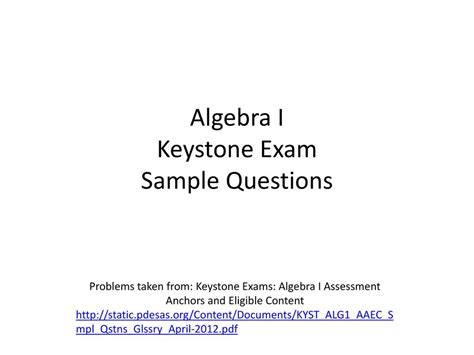 Keystone Exam Sample Questions