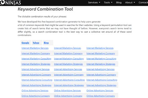 Keyword Combination Tool