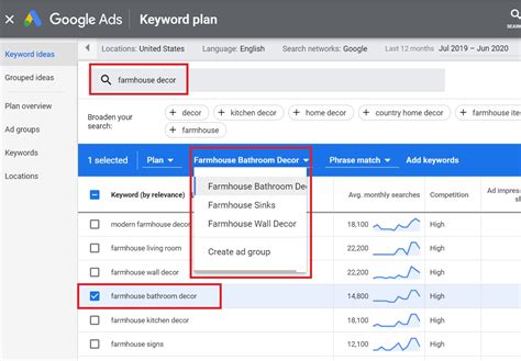 keyword search for google ads campaign