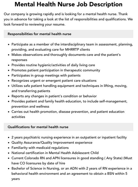 mental health nurse jobs