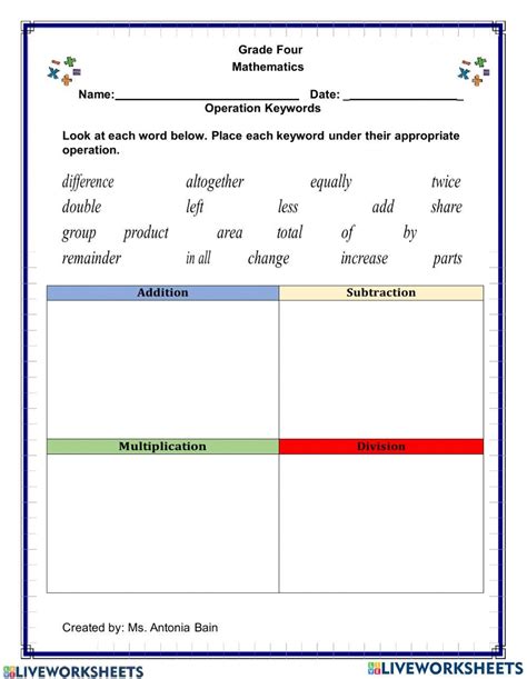 Keywords Worksheet Guide