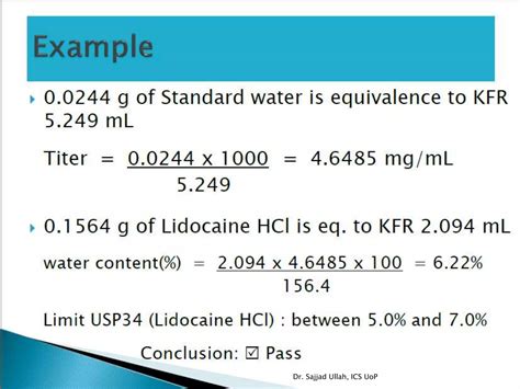 Kf Titration Calculation Formula