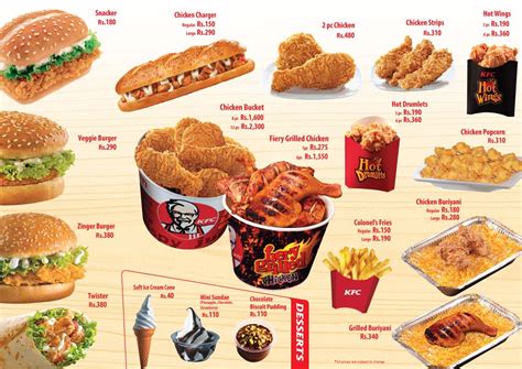 kfc chicken prices menu