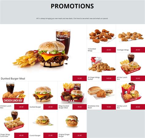 kfc full menu and prices south africa
