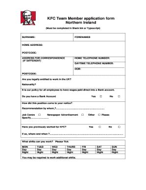 kfc jobs application form online