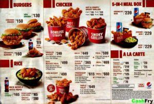 kfc menu card india