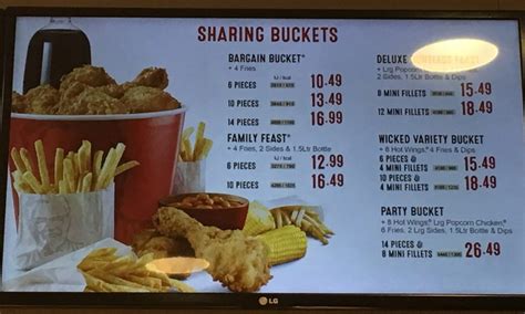 kfc menu price uk