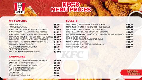 kfc menu with prices 2023 printable