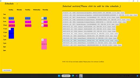 kfupm schedule maker