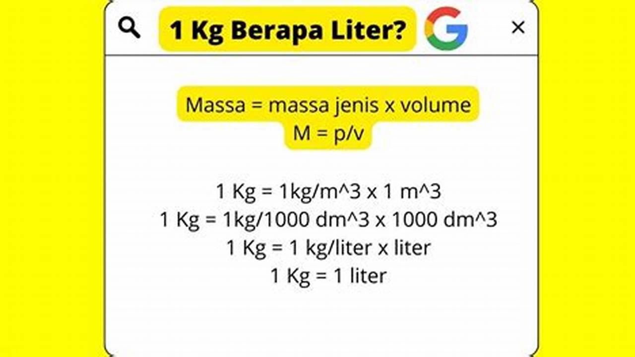 Tips Mudah Konversi kg ke Liter: Panduan Lengkap